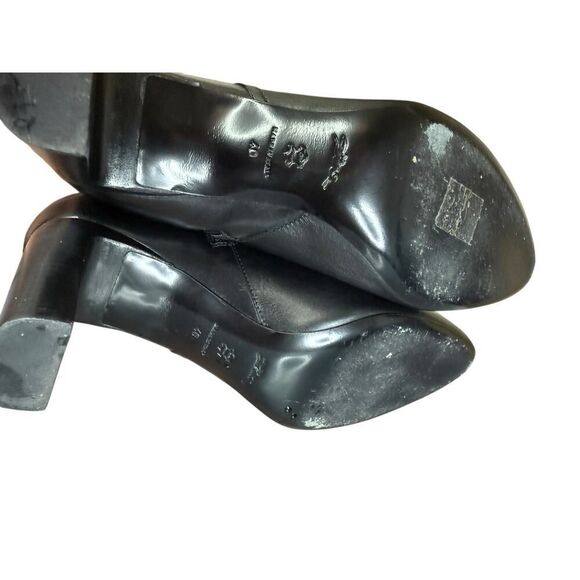 Longchamp Epure Black Leather Ankle Boots EU 40 US 9.5 Pointed Toe Heels - Picture 9 of 10